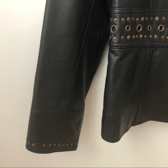 Bagatelle Leather Jacket Grommets Studs Biker Moto - Picture 6 of 8